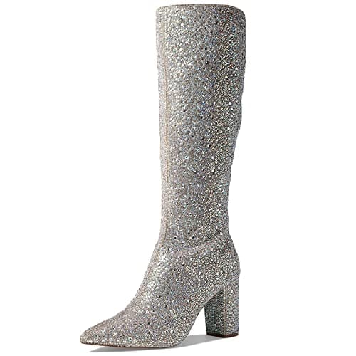 MUCCCUTE Women's Sparkly Rhinestone Ankle Boots for Party and Wedding