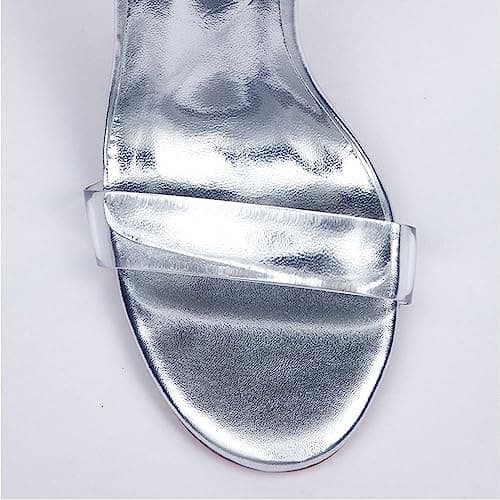 Genshuo Women's Strappy Rhinestone Chunky Heel Open Toe Party Wedding Shoes