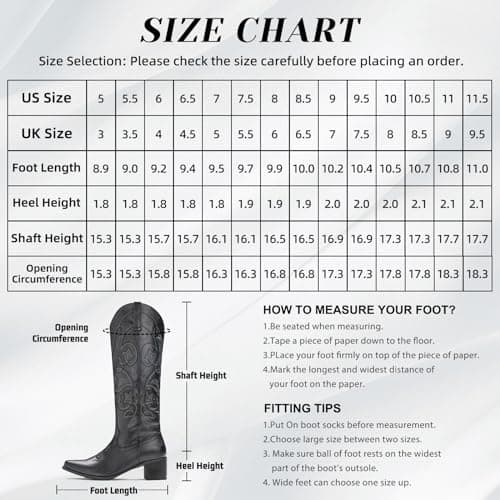 IUV Women's Pointy Toe Western Boots Mid Calf Cowgirl Boots