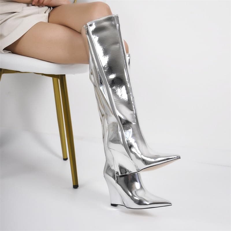 Richealnana Women's Knee High Wedge Boots
