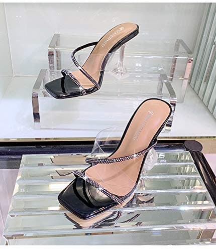 Women's Rhinestone Square Toe Sandal Mules
