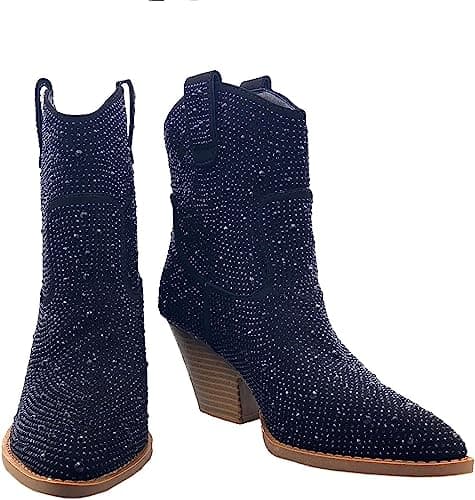 Forever Women's Rhinestone Mid-Calf Knee High Ankle Booties