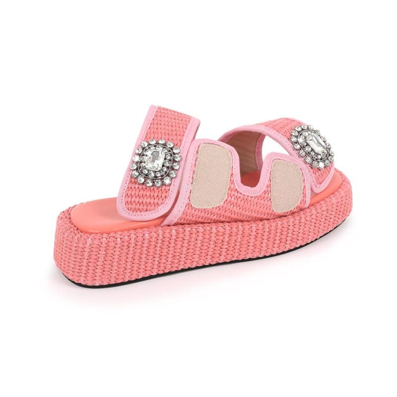 Richealnana Women's Braided Open Toe Slip-On Flat Sandals