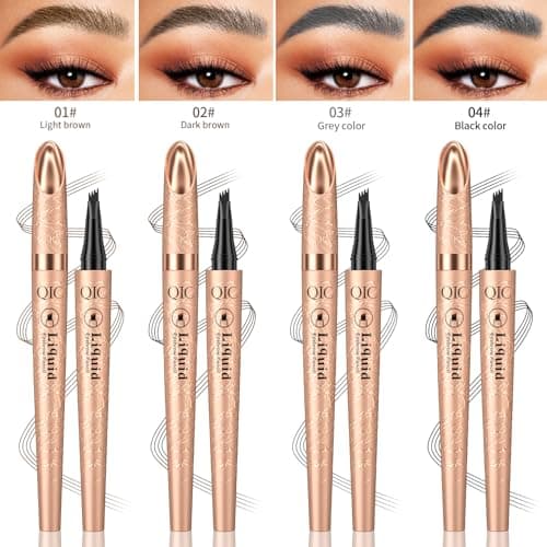 Q706 4-Tipped Dark Brown Eyebrow Pen, Precise & Long-lasting