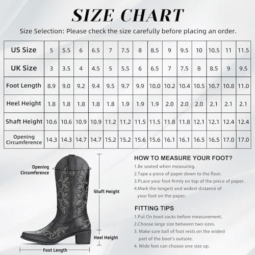 IUV Western Cowboy Boots for Women classic fashion with embroidery