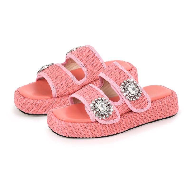 Richealnana Women's Braided Open Toe Slip-On Flat Sandals
