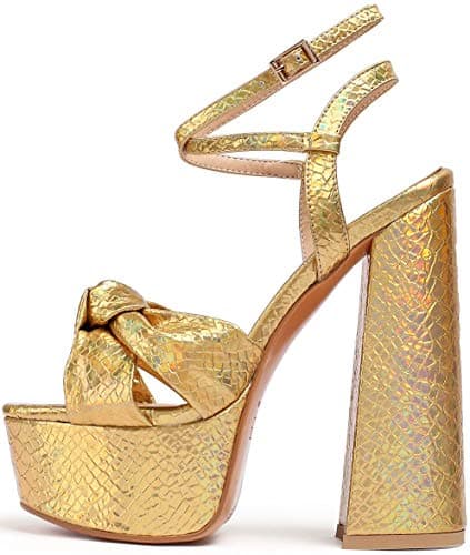 YODEKS Women's Peep Toe Ankle Strap Animal Print Sandals — Snake Gold