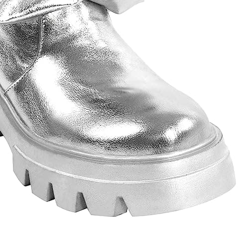 Richealnini Women's Metallic Knee High Pull-On Slouch Heels