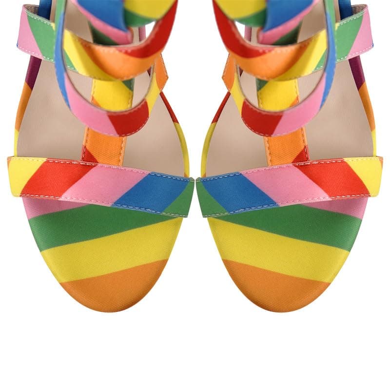 Richealnana Women's Multicolored Strappy Platform Heels for Date Night