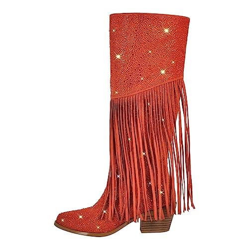 Women's Sparkle Rhinestone Clear Gems Calf High Boots