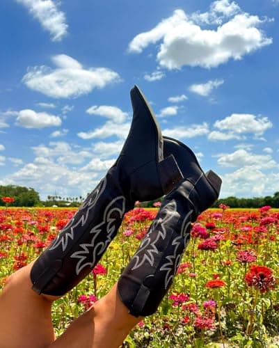 MeiLuSi Embroidered Tall Cowboy Boots for Women