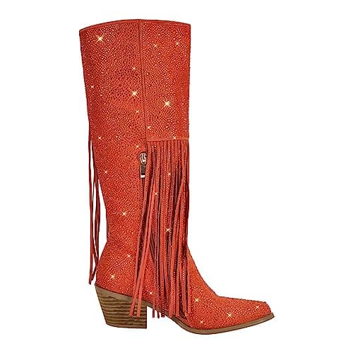 Women's Sparkle Rhinestone Clear Gems Calf High Boots