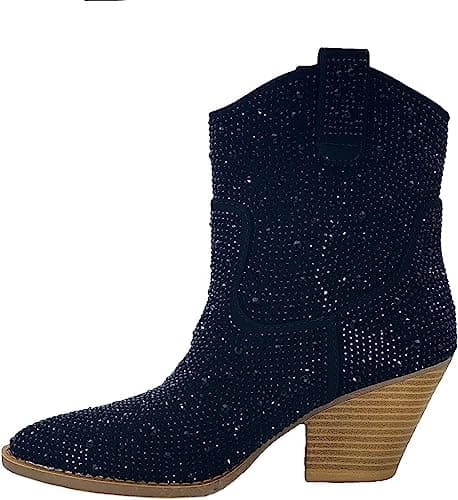 Forever Women's Rhinestone Mid-Calf Knee High Ankle Booties
