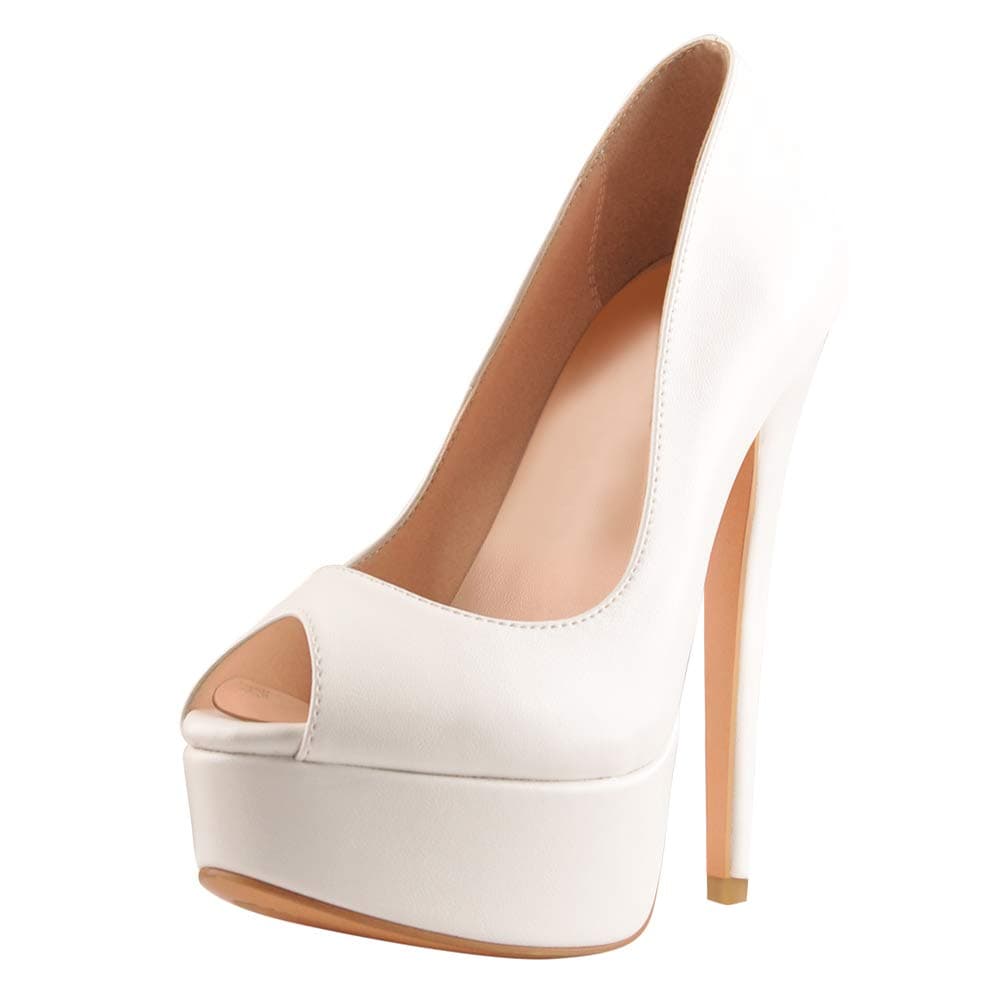 Richealnana Women's Peep Toe Platform Classic Pumps