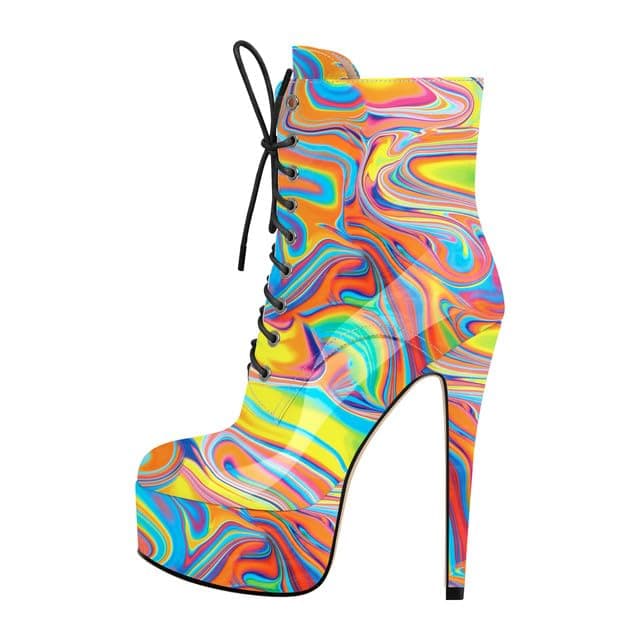 Richealnana Women's Platform Stiletto Heel Ankle Boots Voters for Party Prom — Multicolor