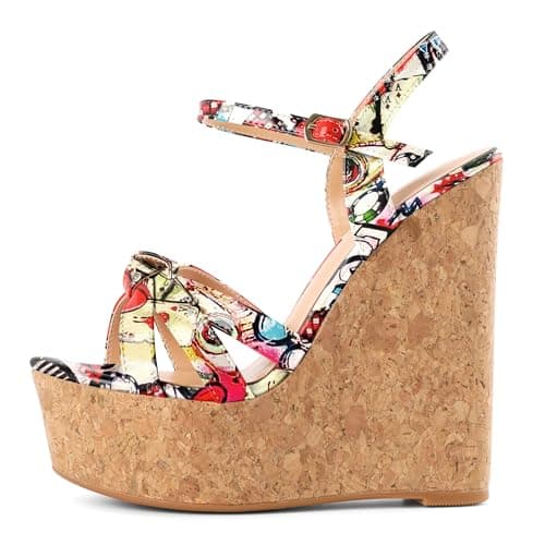 YODEKS Women's Platform Wedge Sandals-Ankle Strap Heel — Multi-color