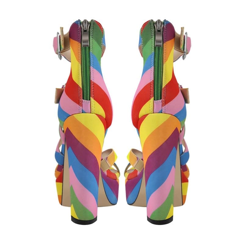 Richealnana Women's Multicolored Strappy Platform Heels for Date Night