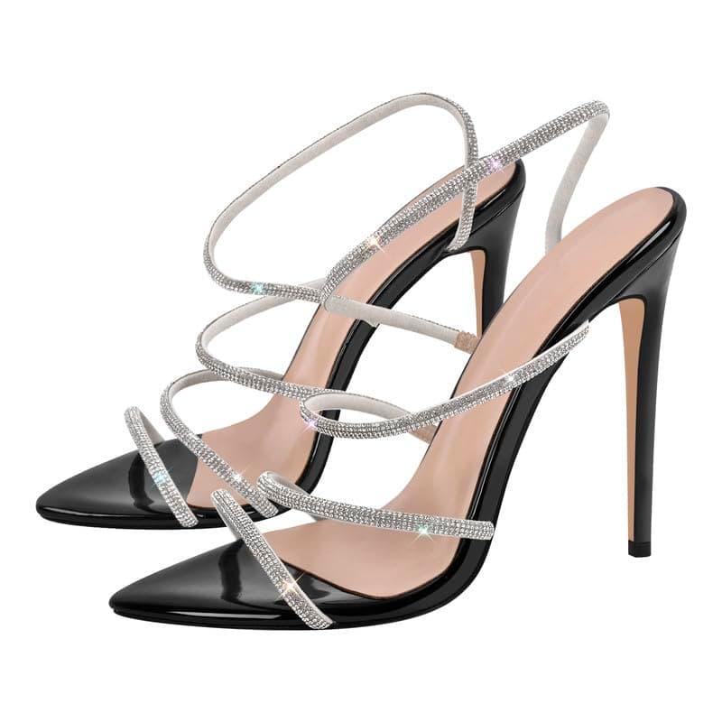 LISHAN Women's Pearl Stiletto Heel Ankle Strap Buckle Prom Shoe