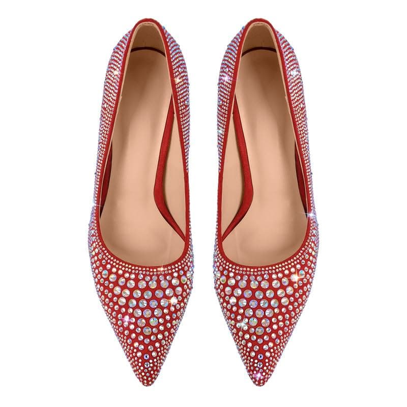 Richealnana Women's Rhinestones Pointed Toe Stiletto High Heels