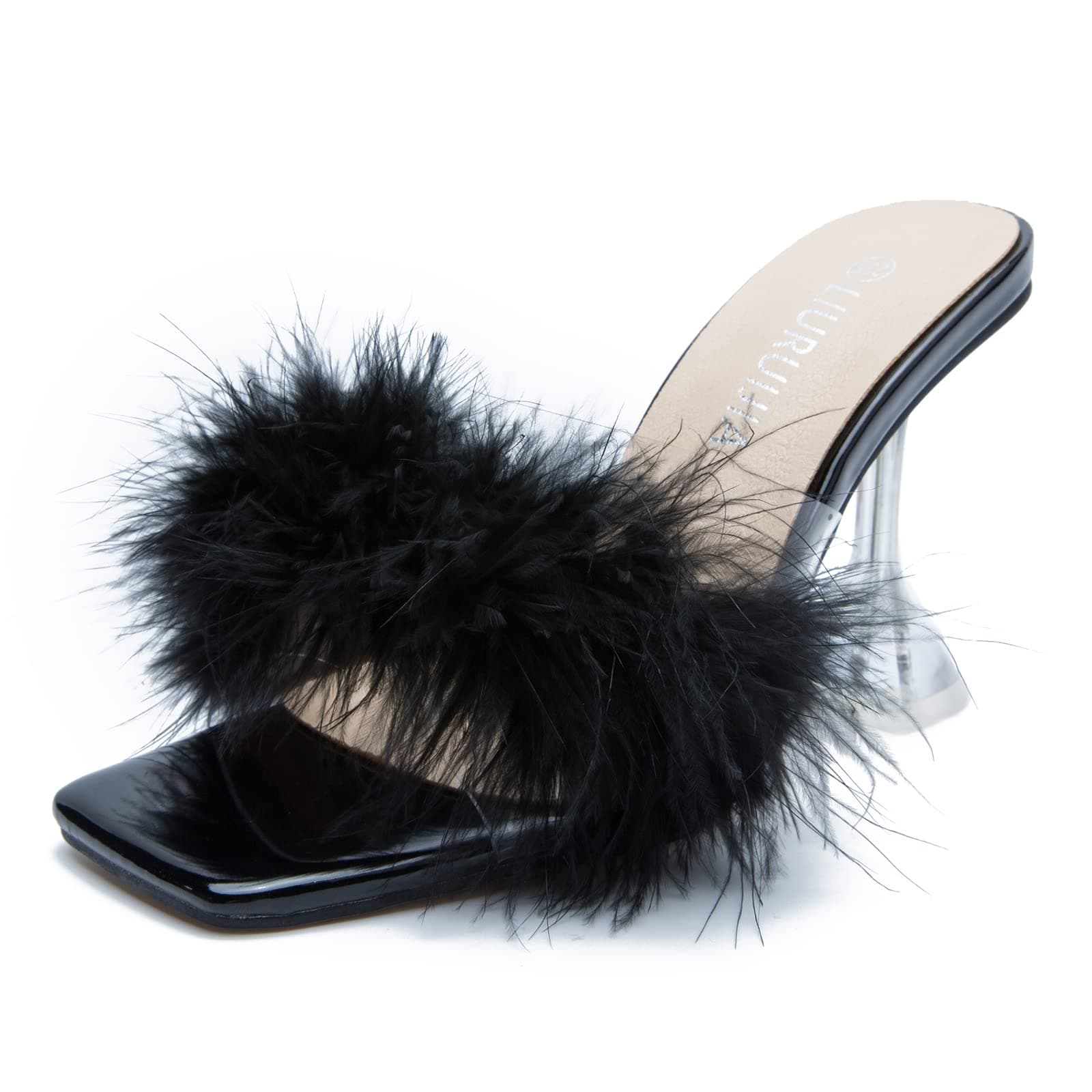 LIURUIJIA Women's Fluffy High Heels for Wedding Party