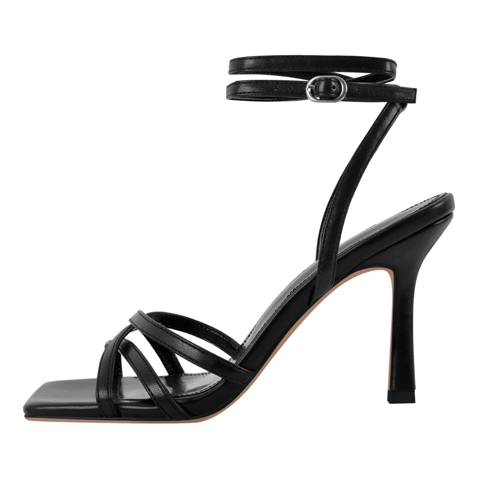 Richealnana Women's Gold Stiletto Heels Square Toe Lace-Up Sandals