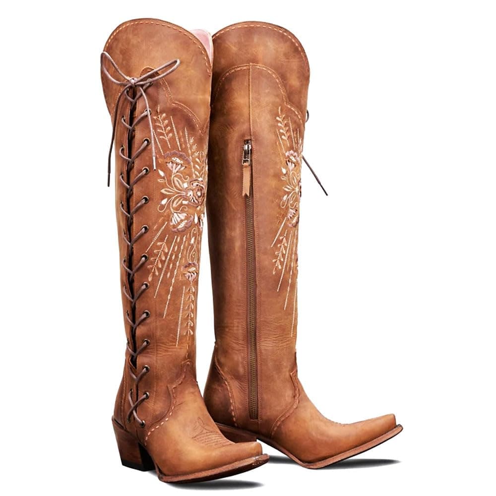 Yolkomo Wide Calf Embroidered Western Cowgirl Boots