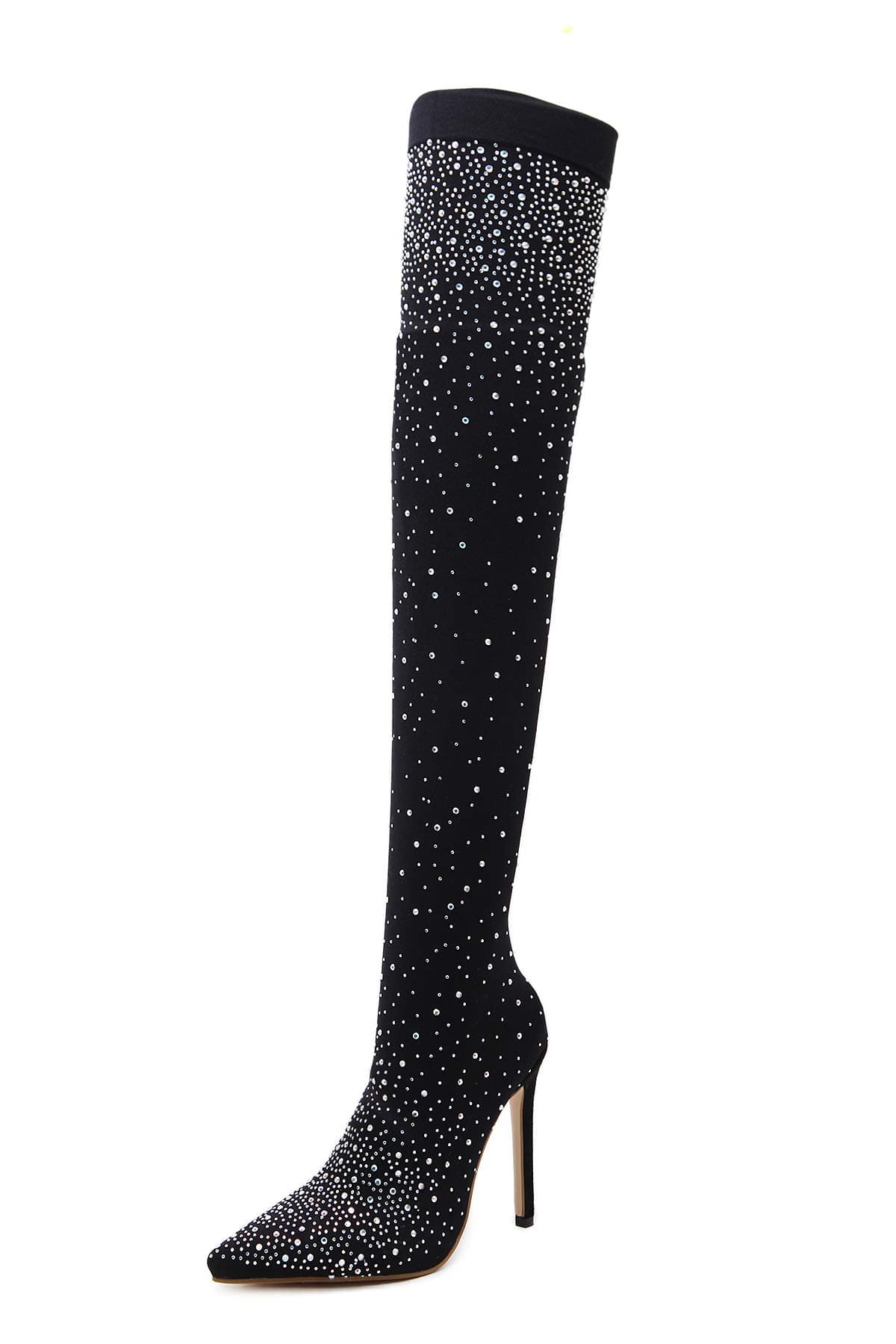 Azmodo Women's Sparkly Rhinestone Thigh High Boot Socks