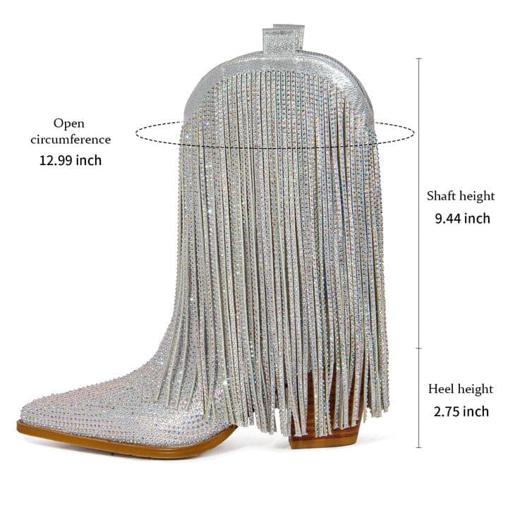 HICLOTSA Sparkly Rhinestone Western Ankle Boots for Women