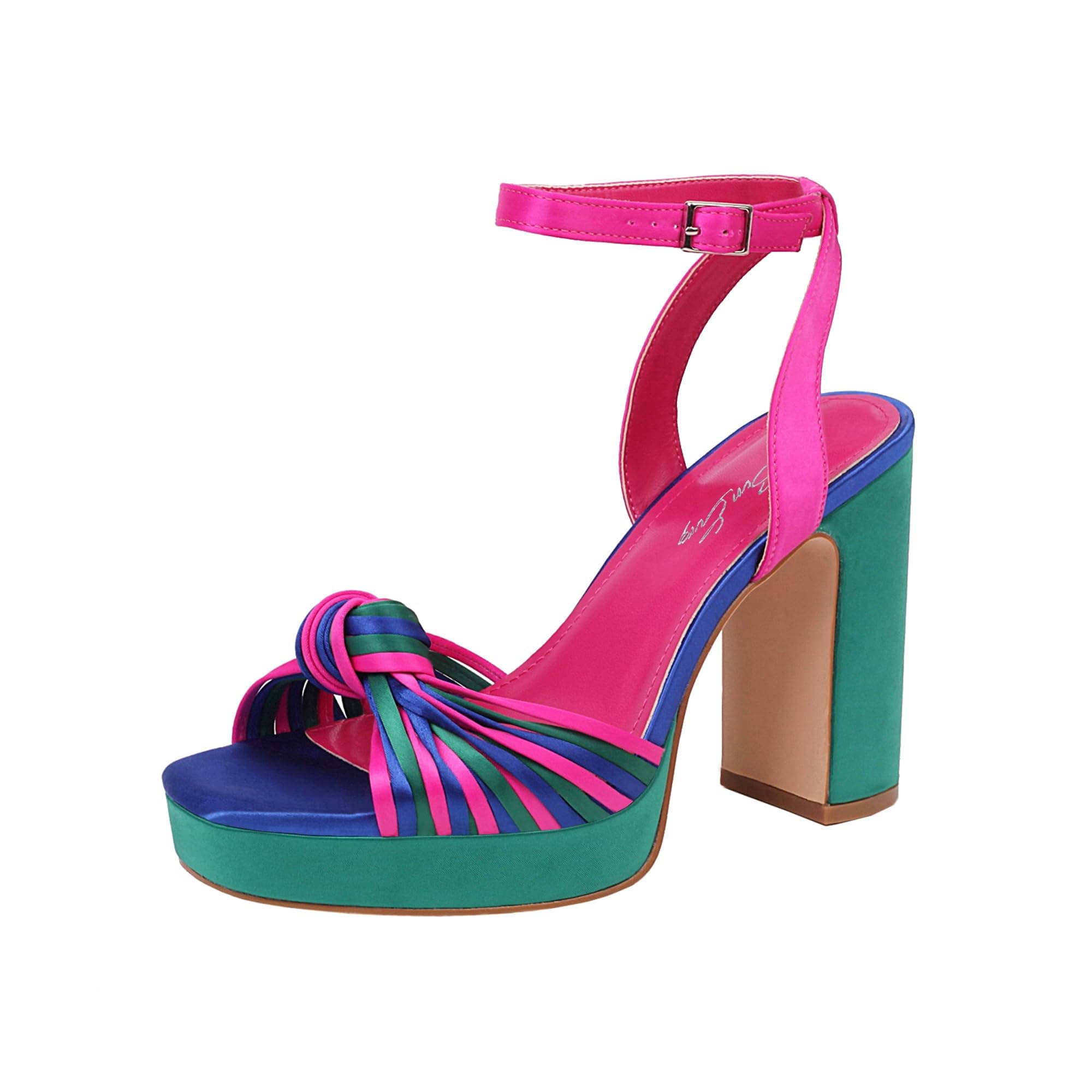 Sun Gurg Women's Multicolored Square Toe Platform Heels for Prom Night