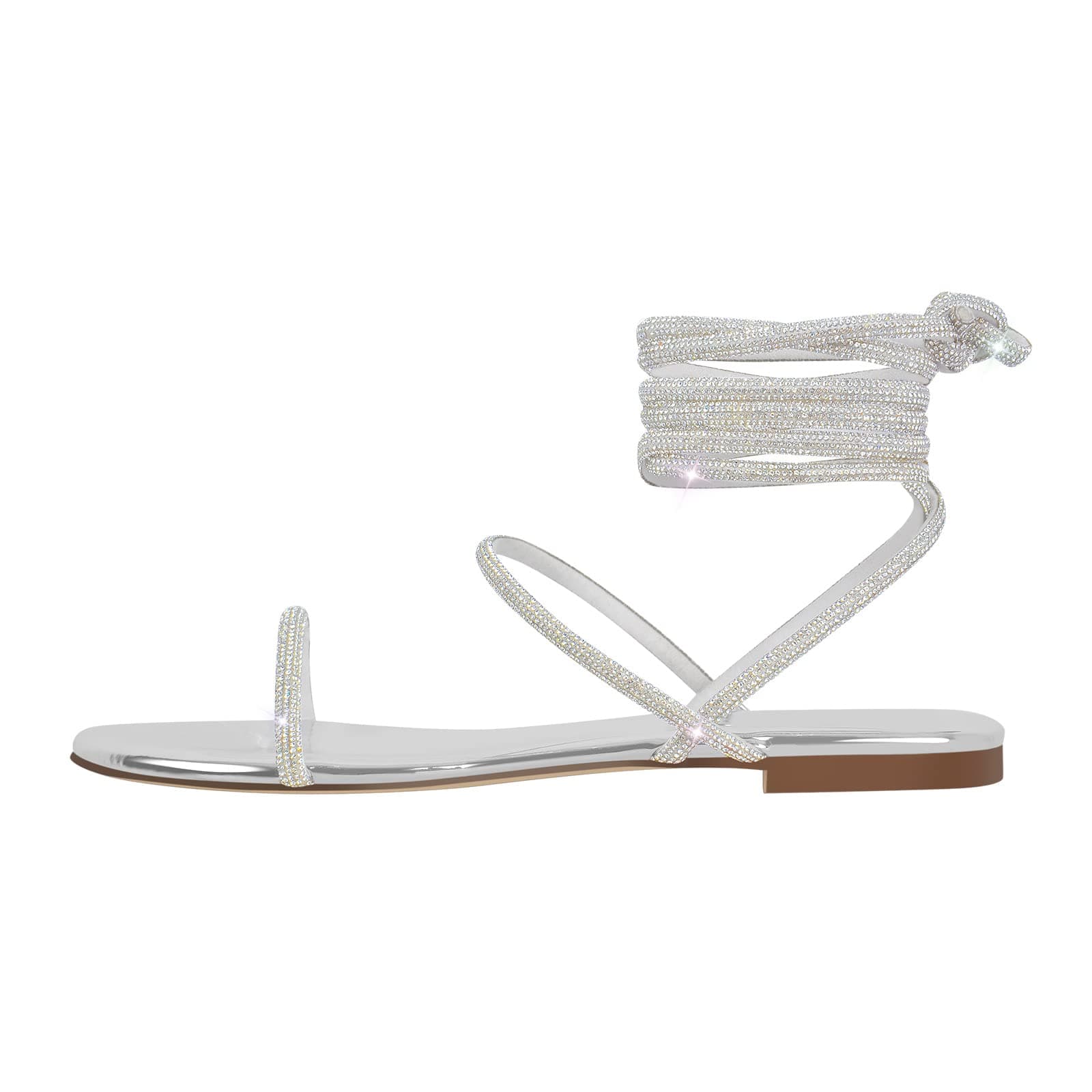 Women's Rhinestone Crisscross Strap Flat Sandals