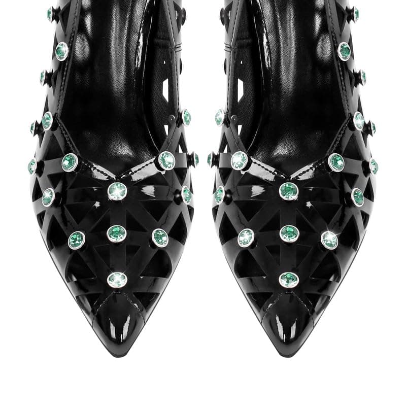 Richealnana Women's Pointed Toe Rhinestone Pumps for Party Prom