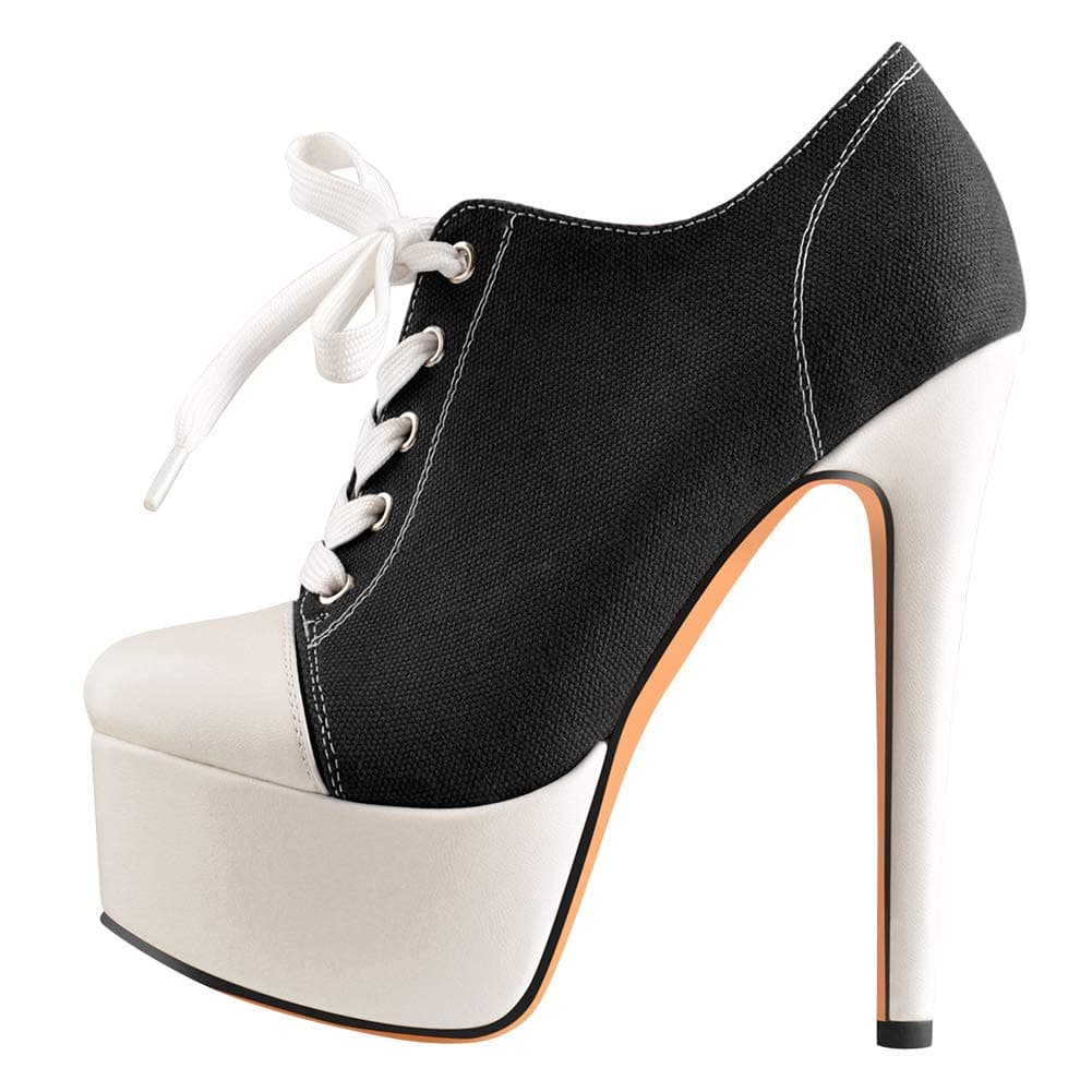 Richealnana Women's Canvas Ankle Boots Platform Sneaker
