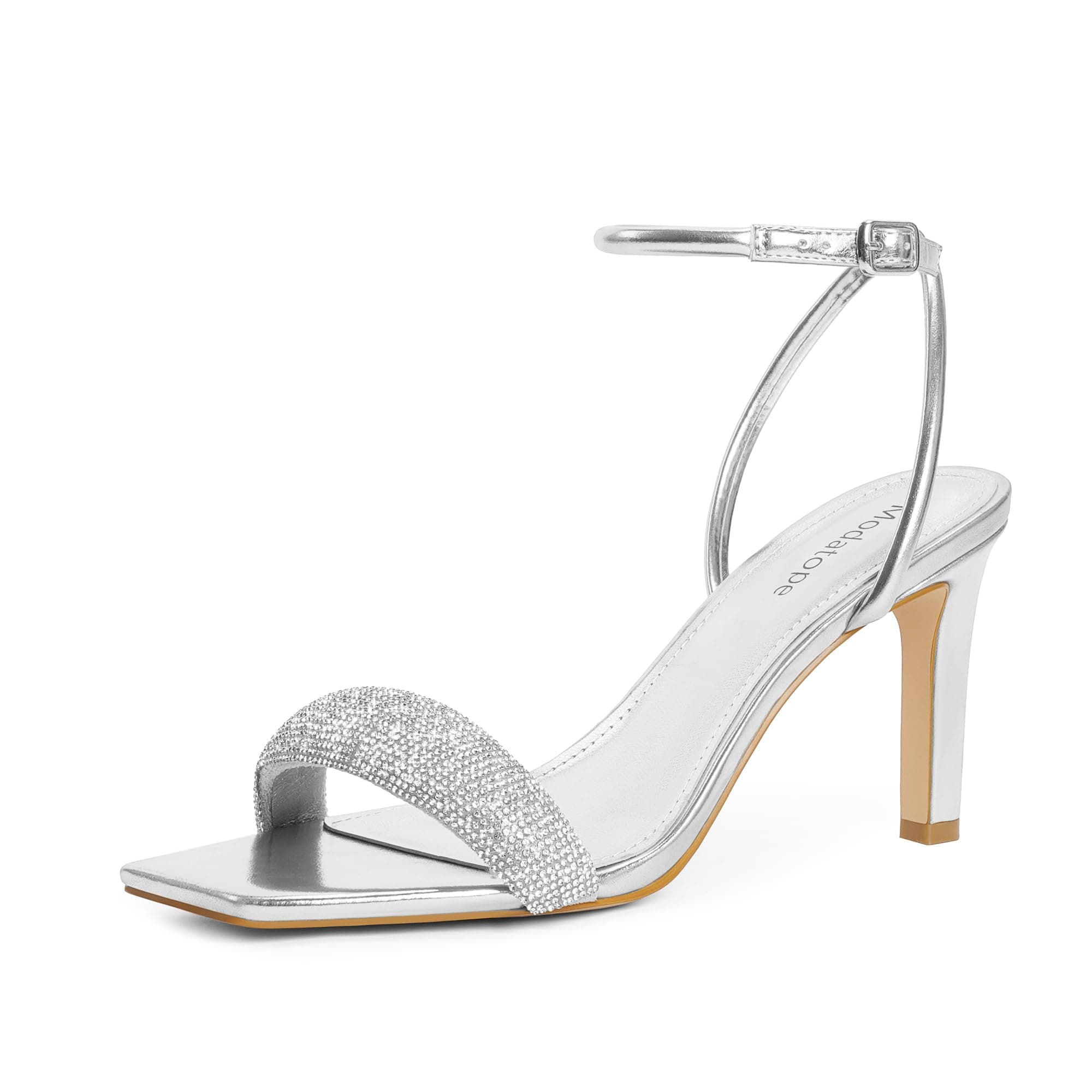 Modatope Women's Square Toe Strappy Ankle Strap Heels for Party & Daily Wear
