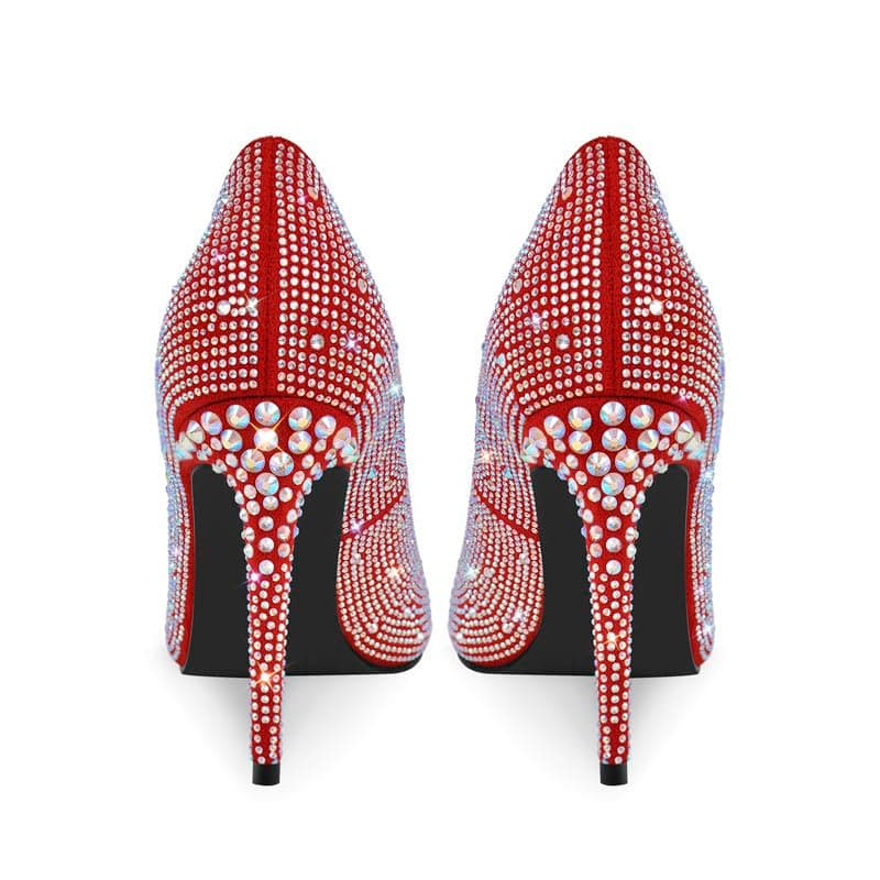 Richealnana Women's Rhinestones Pointed Toe Stiletto High Heels