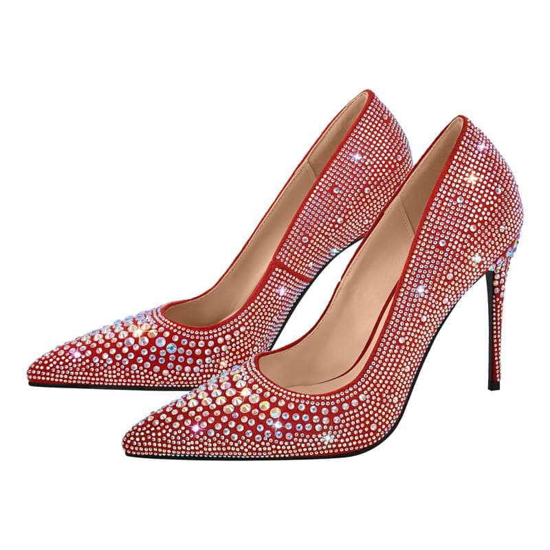 Richealnana Women's Rhinestones Pointed Toe Stiletto High Heels