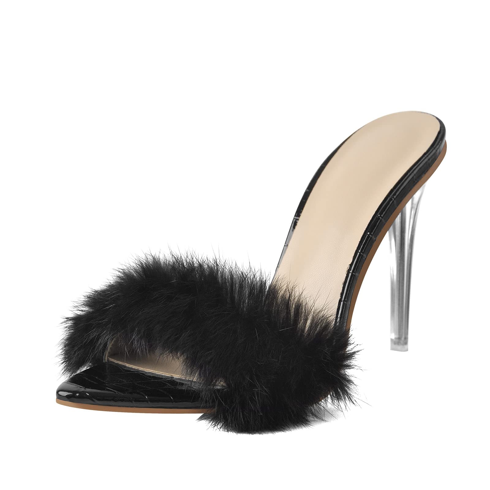 LISHAN Women's Fur Mules Slide Sandals