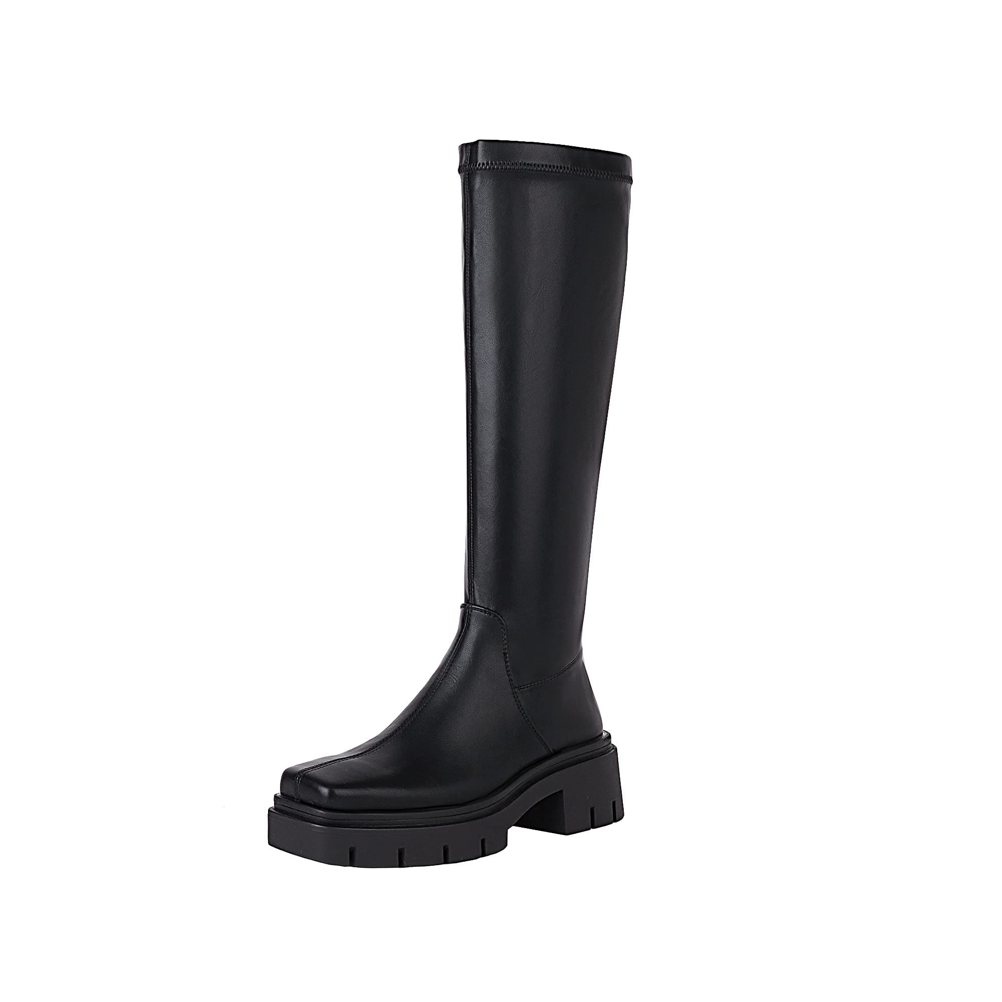 Vivianly Women's Knee High Chunky Heel Zip Boots
