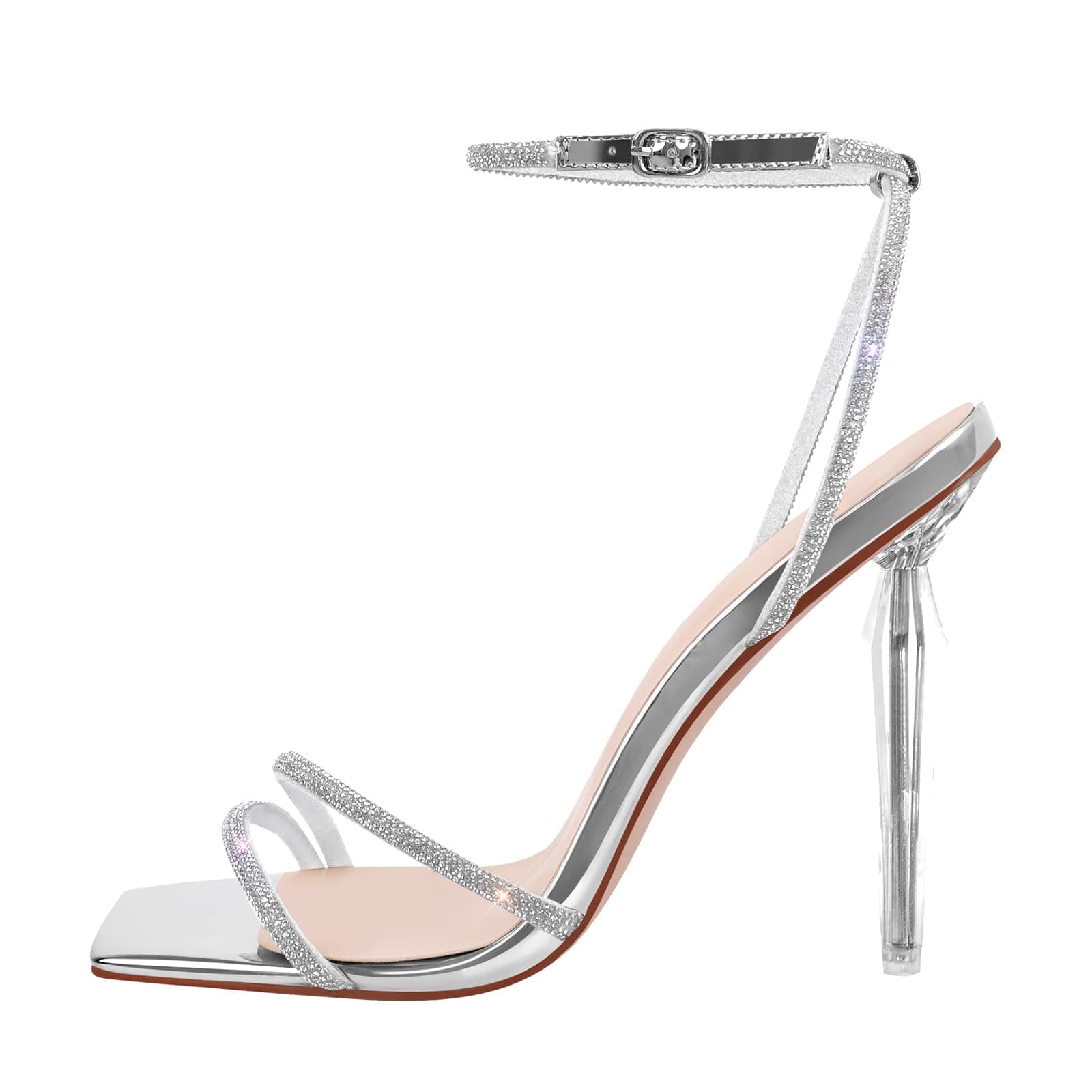 Richealnana Women's Sparkling Rhinestone Ankle Strap Sandals for Party and Prom