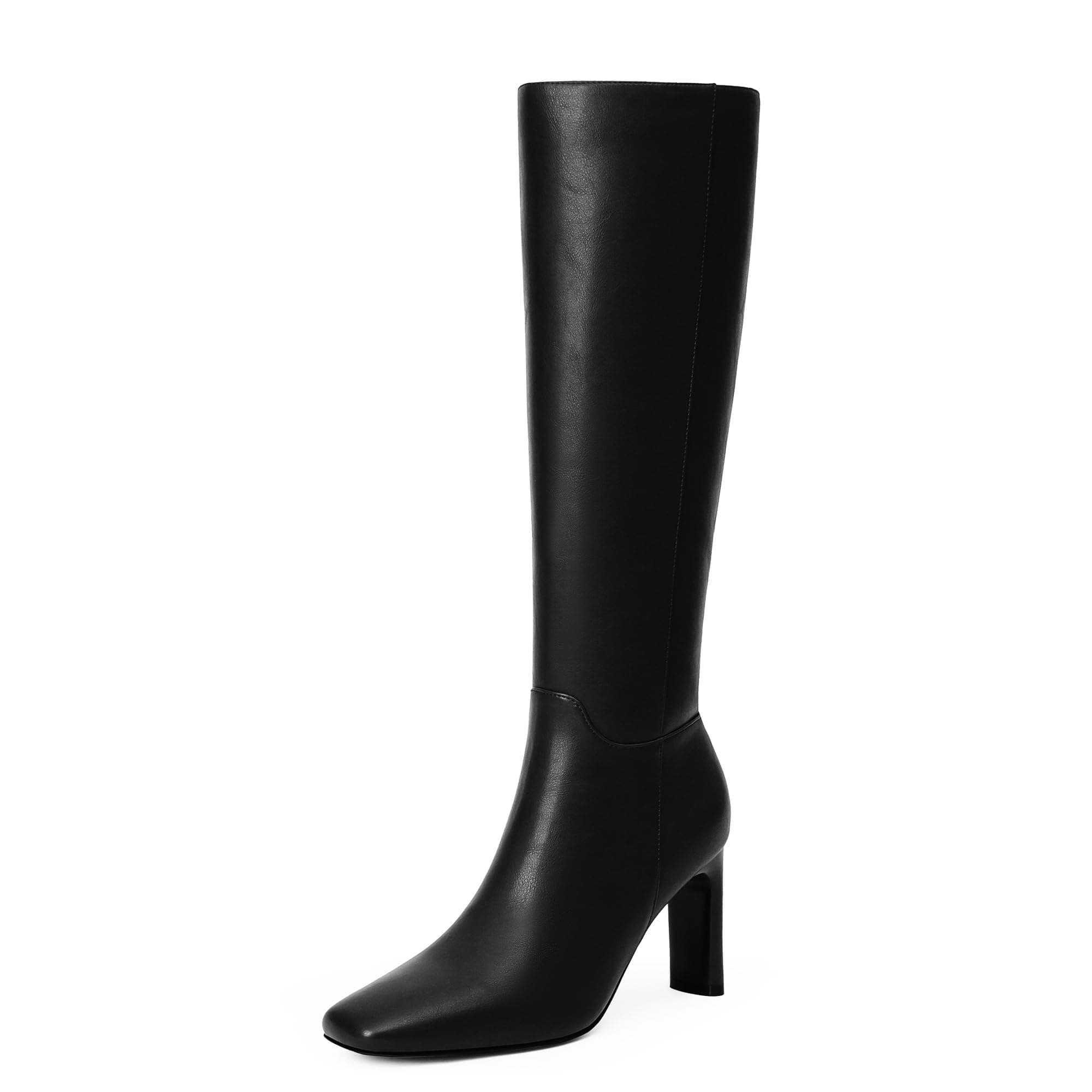 Modatope Women's Knee High Square Toe Chunky Heel Boot