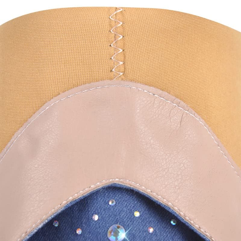 Sexyluxe Women's Sparkly Rhinestone Cowboy Bootie Knee High Jean Boots