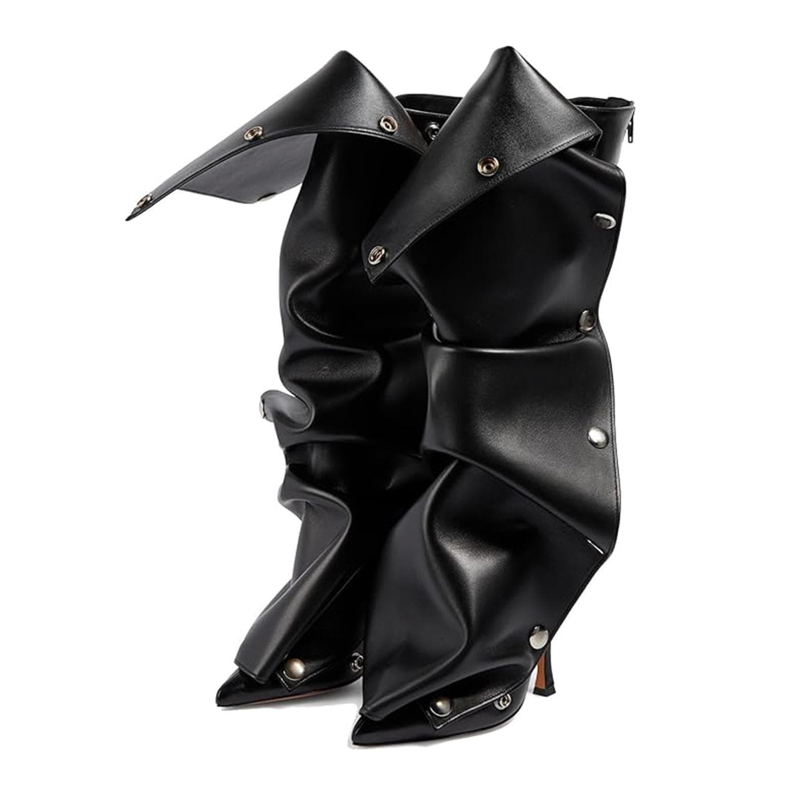KaroNairy Women's Knee High Stiletto Boot with Detachable Panel