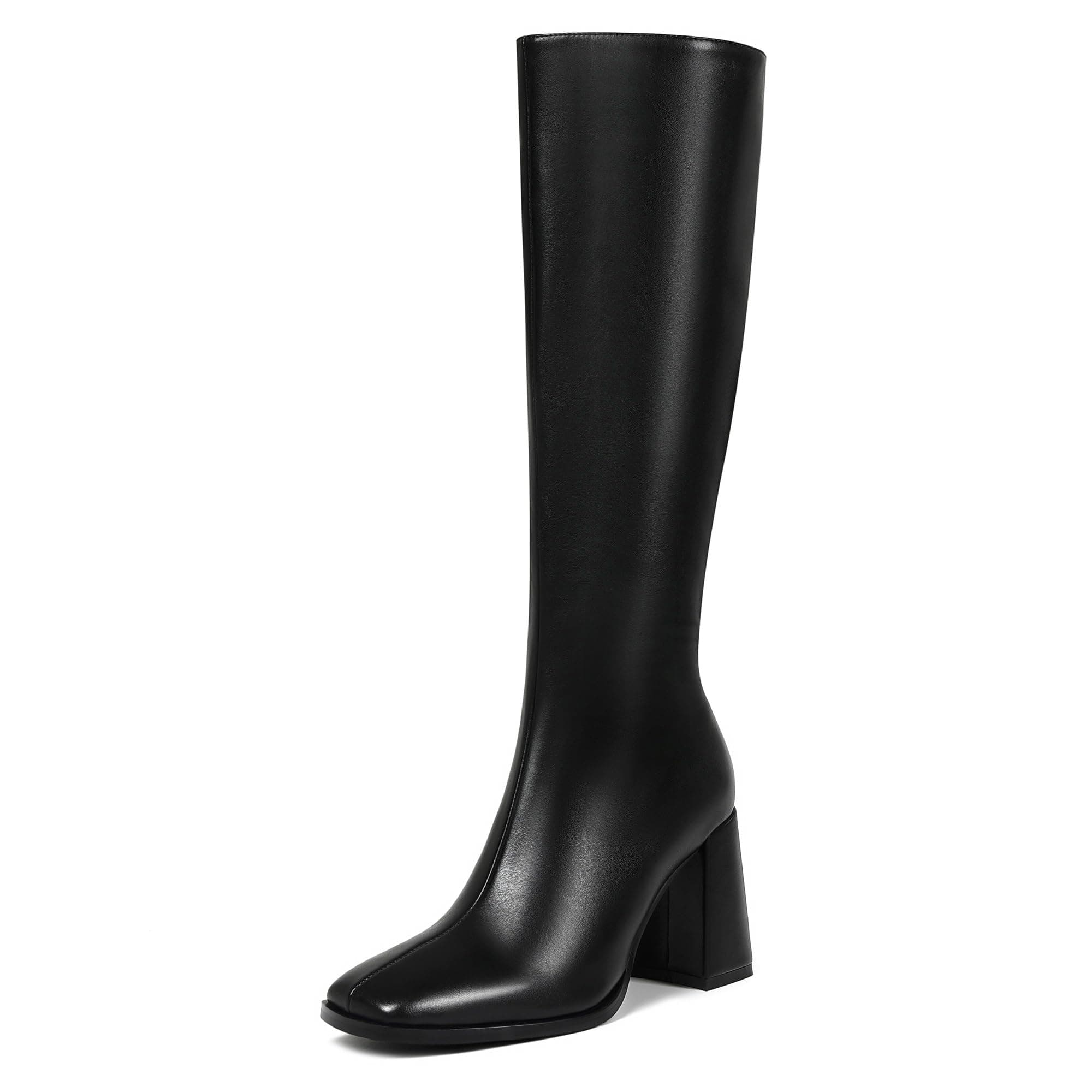 Wetviro Chunky Heel Knee High Boots for Women