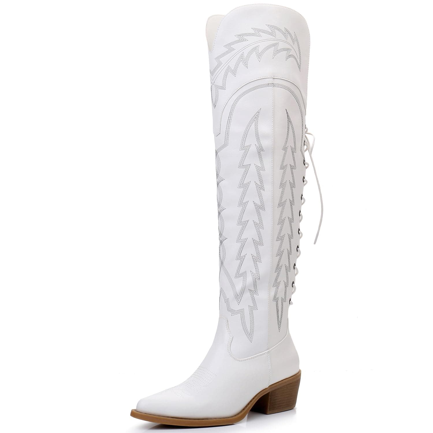 GLOBALWIN Women's Western Thigh High Cowboy Boot Low Heel