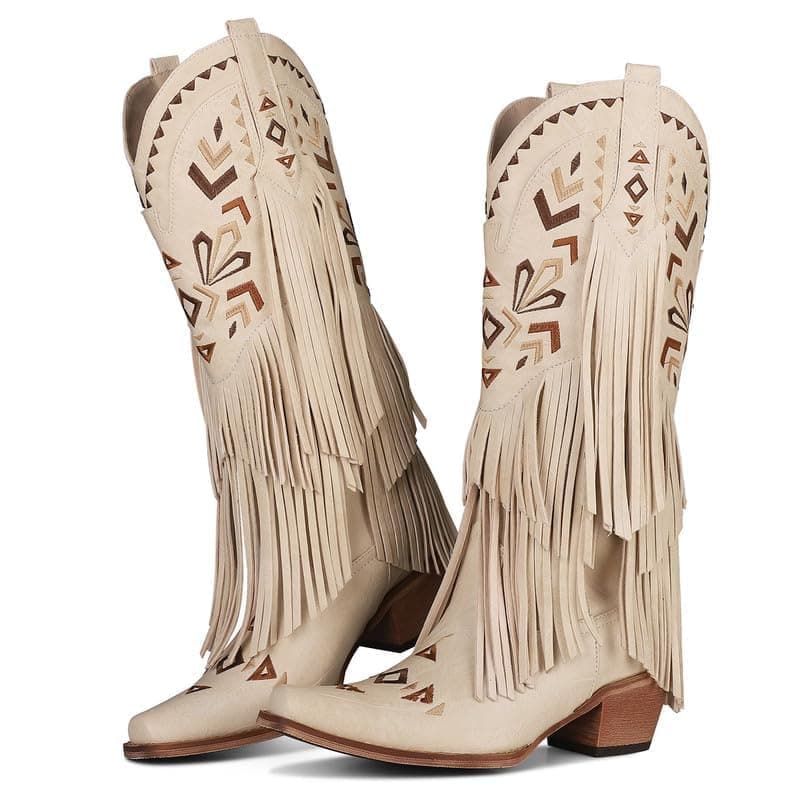SaraIris Women's Knee High Cowgirl Fringe Boots