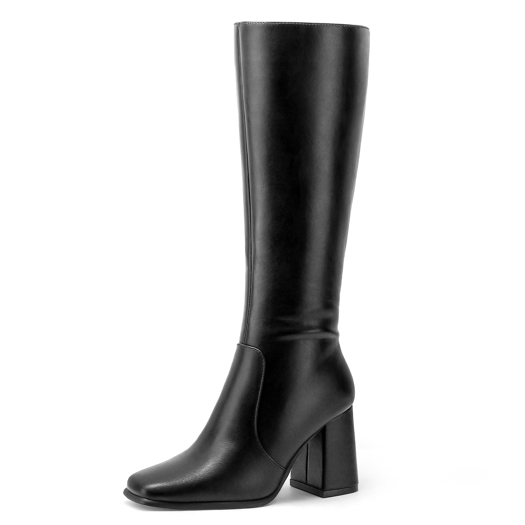 mysoft Women's Knee High Block Heel Square Toe Long Dress Boots