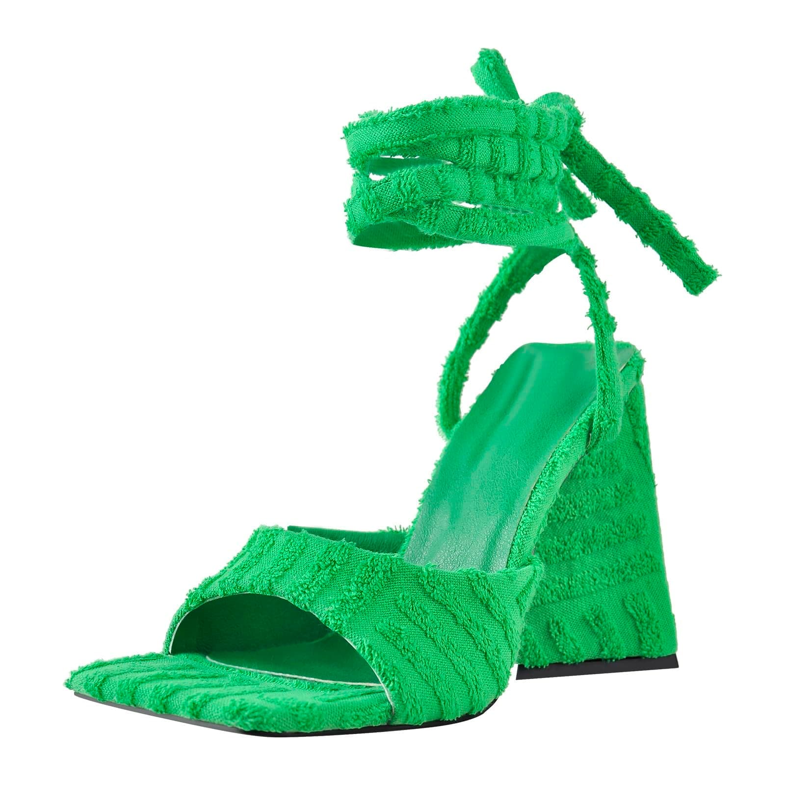 Richealnana Women's Square Toe Chunky Heel Strappy Sandals