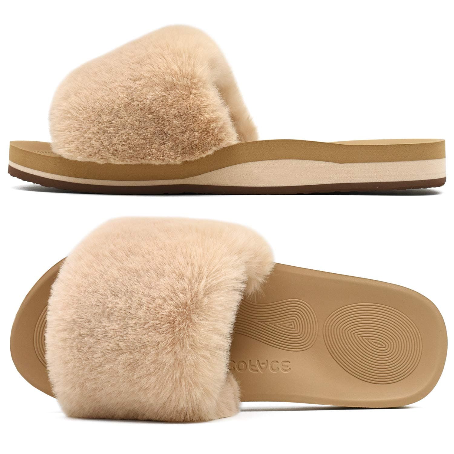 COFACE Women's Memory Foam Plush Slip-On Slippers Anti-Skid Fur Indoor Outdoor