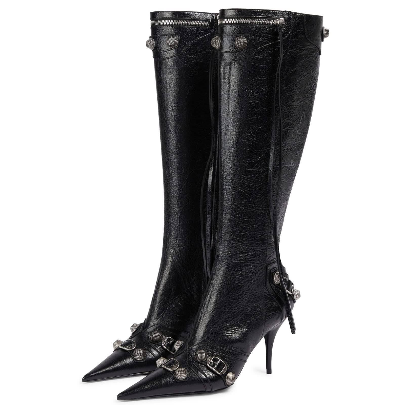 Kluolandi Women's Tassel Pointy Toe Knee High Stiletto Heel Booties