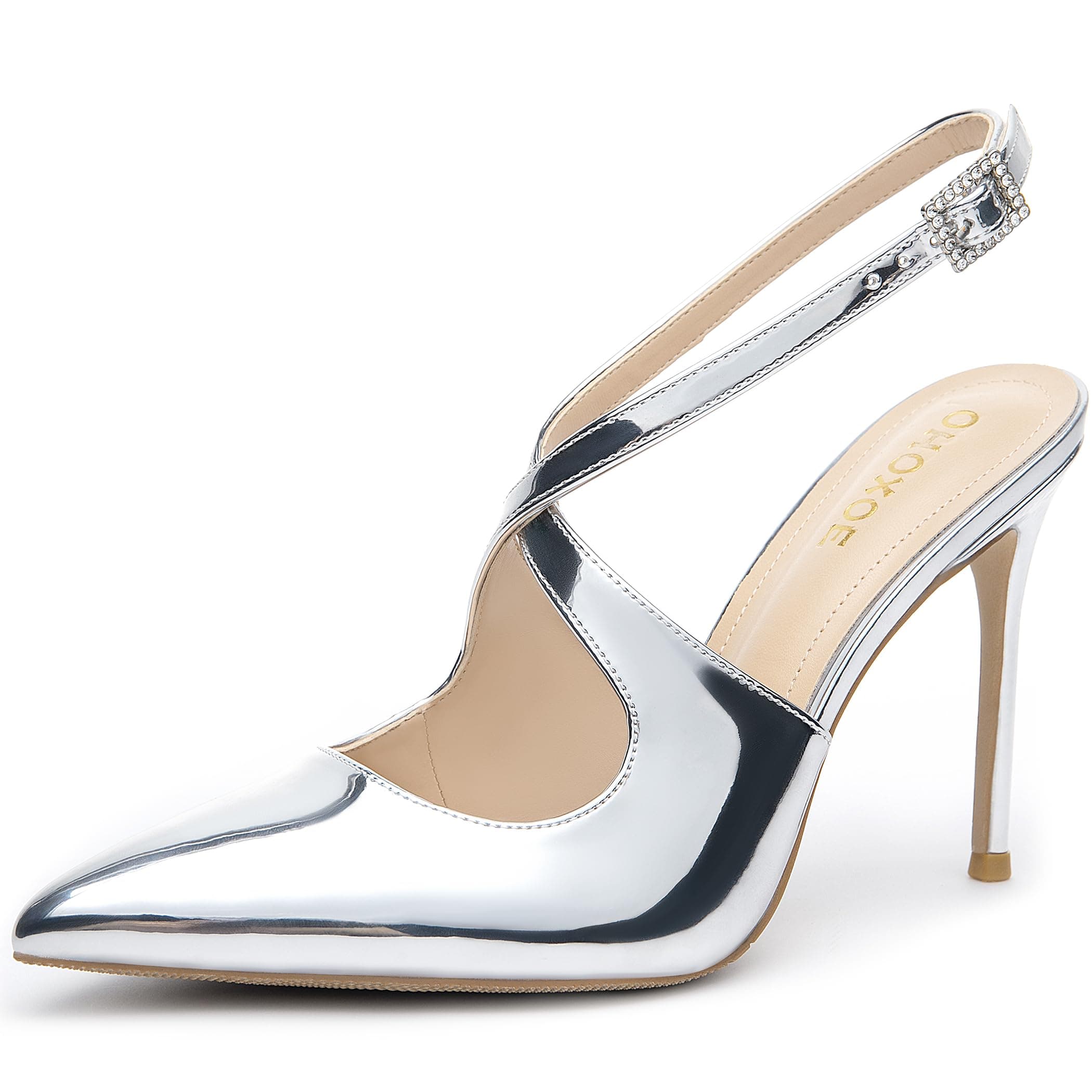 OHOXOE Women's Pointed Toe Stiletto Pumps Kitten Heels Wedding Party Shoes