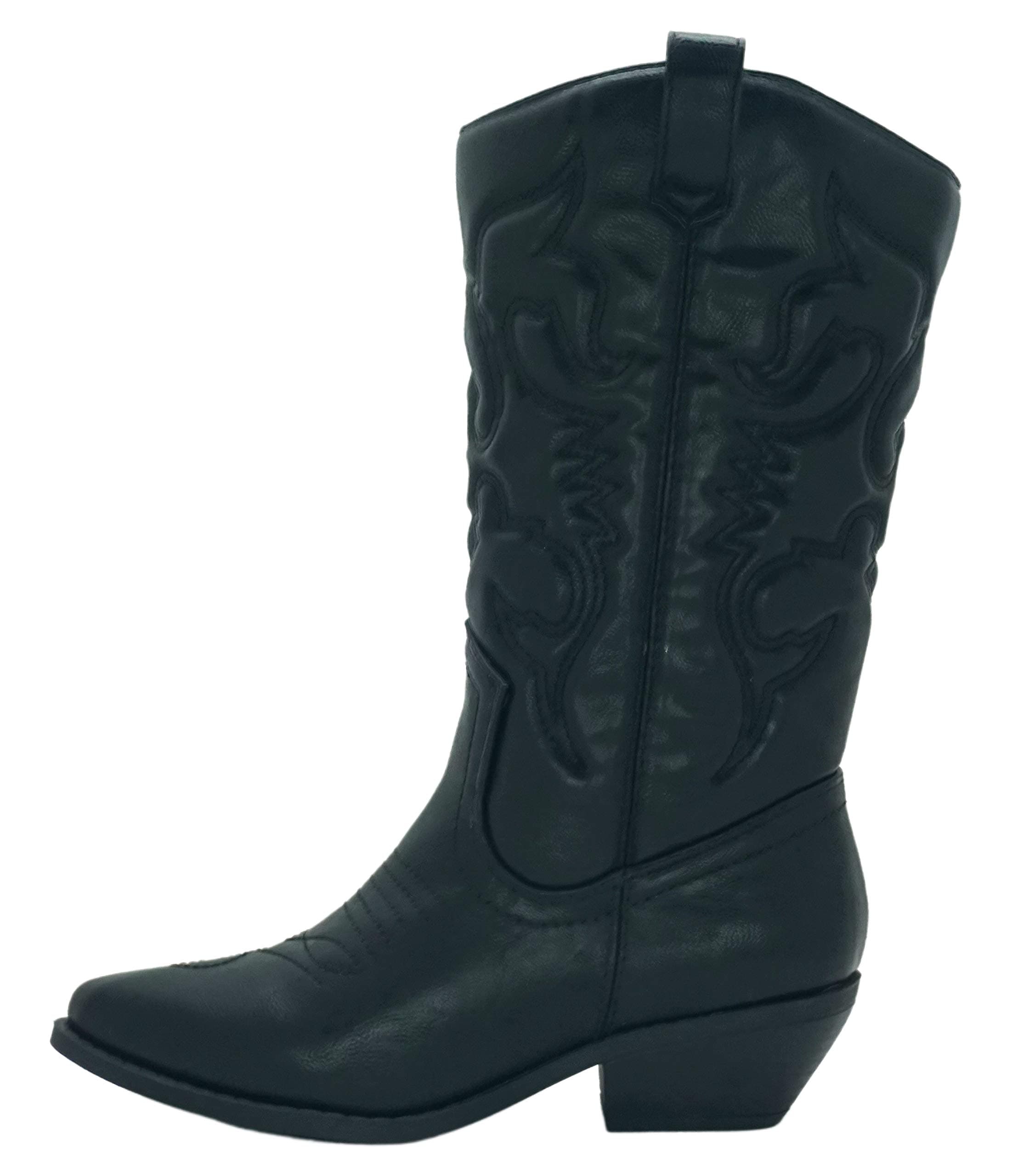 Women's Western Cowboy Boots - Pointe Toe Low Heel Ankle Mid Shaft Soda RENO